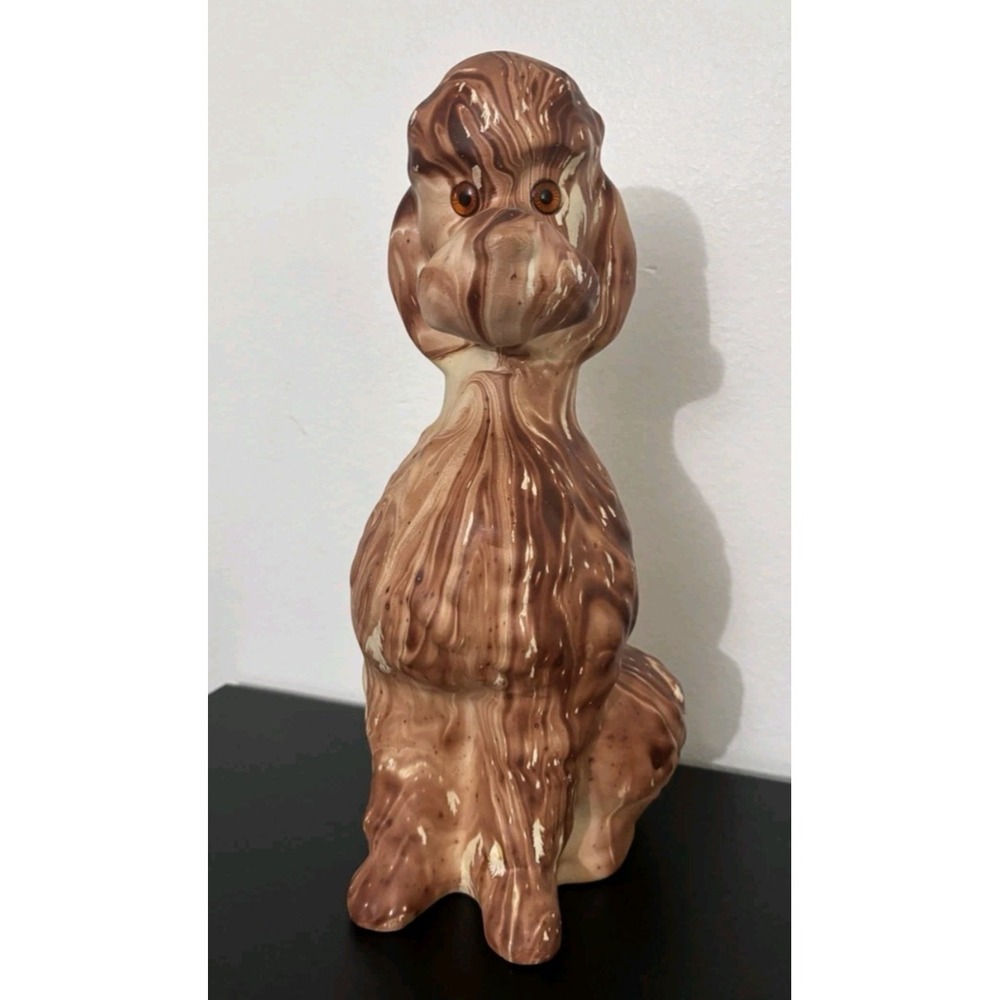 VTG Large 14" Pine Scented Pottery Colorado Poodle Statue Figure Brown Glaze